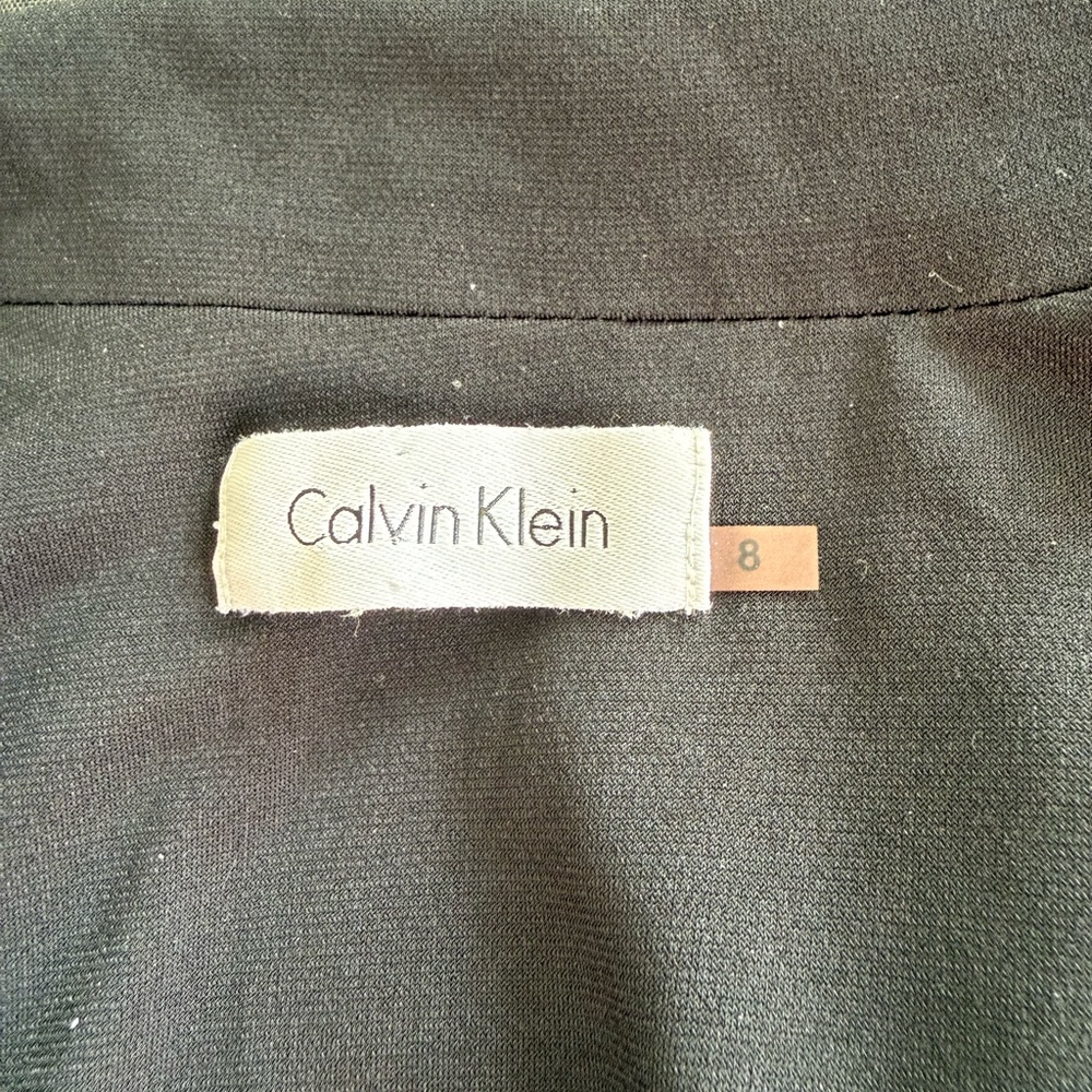 Calvin Klein Black Top with Gray Skirt Belted Dress - Picture 5 of 7